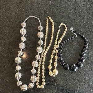 Vintage Elegant Silver, Black and Gold Ball Necklace Lot